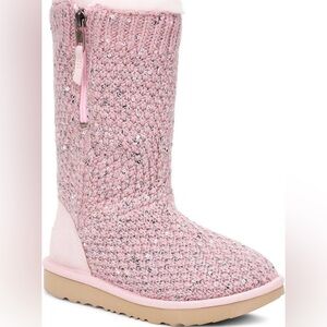 ✨ Brand New Pink Sequin Knit UGG Boots — Never Worn ✨